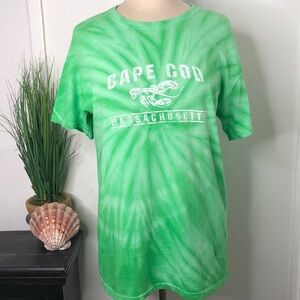 Vintage CAPE COD Massachusetts Green Tie Dye Double Stitch Tee T-Shirt Adult‎ M